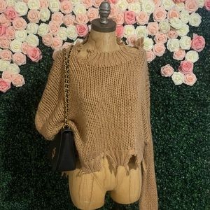 Akira Trendy Ripped Knit Sweater
